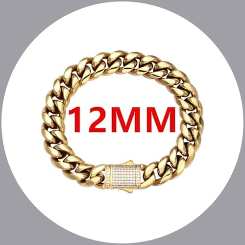 Luxfine 14K Gold Plated Miami Cuban Link Bracelet for Men & Women