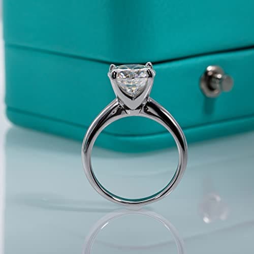 AnuClub Emerald Moissanite Engagement Ring, 925 Sterling Silver, Eternity Wedding Band