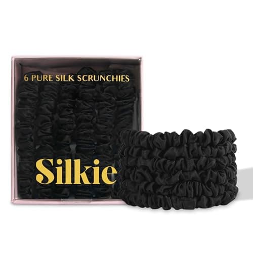 Silkie x4 Set Champagne Travel Pouch Mulberry Silk Scrunchies