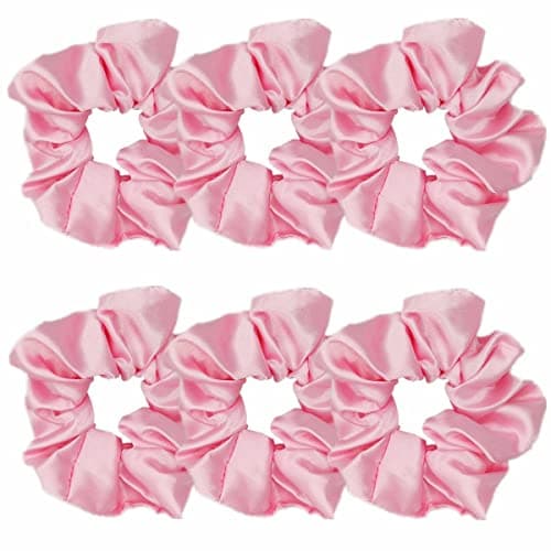 Silk Scrunchies for Women, Soft Hair Ties in Black (4.3 inch)