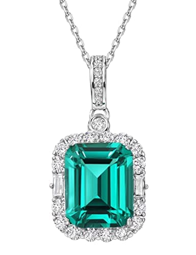 Michooyel S925 Lab-created Emerald Pendant Necklace For Women