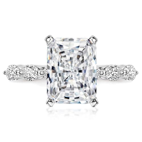 Michooyel S925 4ct Radiant Cut Cubic Zirconia Engagement Rings For Women