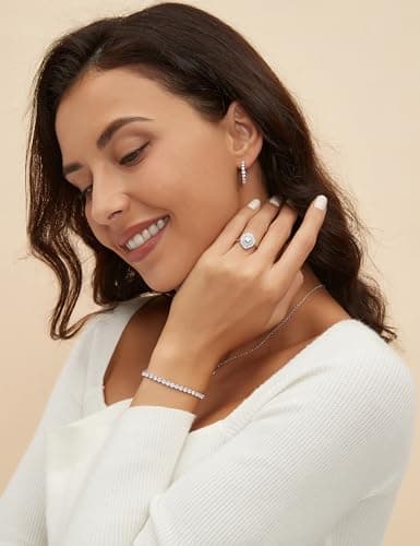Mameloly Classic 3mm Cubic Zirconia Tennis Bracelet for Women Silver Round Charm