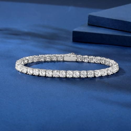 Gemsme 5mm CZ Tennis Bracelet, 18K White Gold Plated for Women and Men