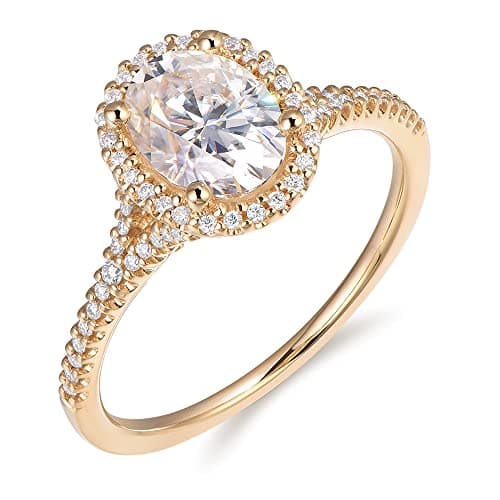 HAFEEZ CENTER 14k Gold 1.5ct Oval Hola Moissanite Engagement Ring for Her
