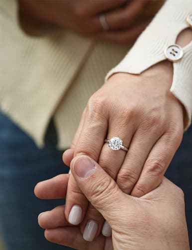 IMOLOVE Solitaire Moissanite Engagement Ring, 1CT D Color VVS1, 925 Sterling Silver & 18K White Gold Plated