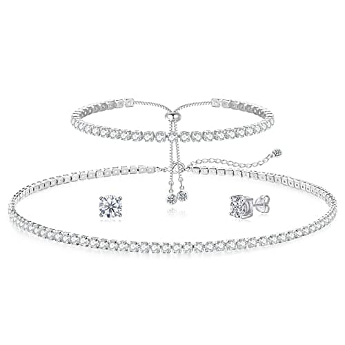 Zeffy 18K Gold/Silver Plated Rhinestone Choker Necklace for Women