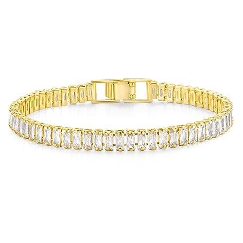 Mameloly Classic 3mm Cubic Zirconia Tennis Bracelet for Women Silver Round Charm
