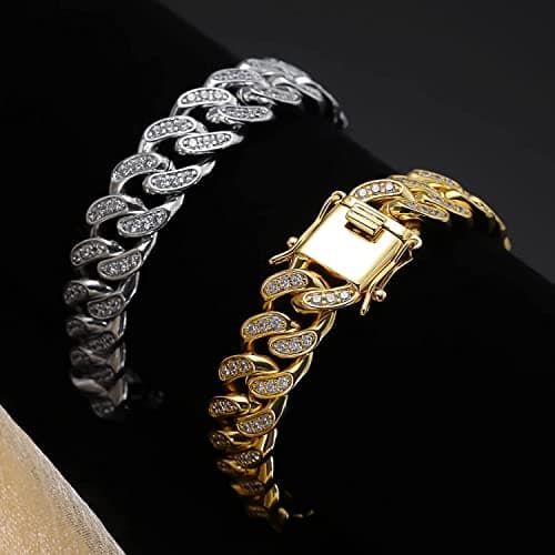 MOFEIJEWEL 10mm Miami Cuban Link Bracelet for Men