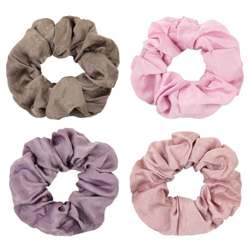 Ivyu Silk Satin Scrunchies - Soft No-Hurt Hair Bands for Women White Black Gray Pink