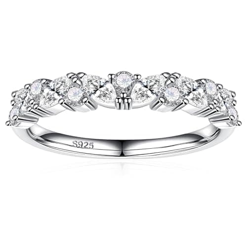 Yaresul Moissanite Half Eternity Ring 925 Silver D Color Stackable wedding ring