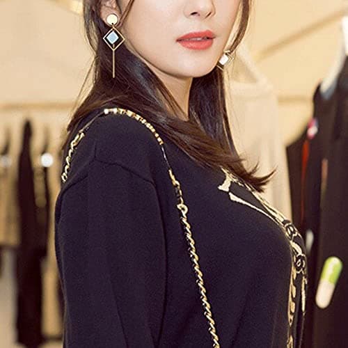 Geometric Triangle Long Bar Stick Chain Tassel Earrings for Women