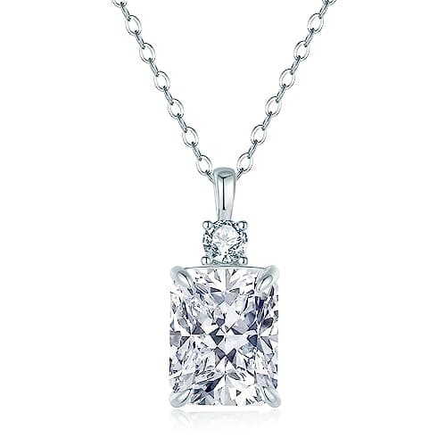 Lab Created Diamond Necklace for Women 925 Sterling Silver 18K Gold Plated Pendant Gift