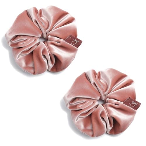 Premium Silk Velvet Scrunchies for Women, Soft Leave Yellow Milky White, 2pcs