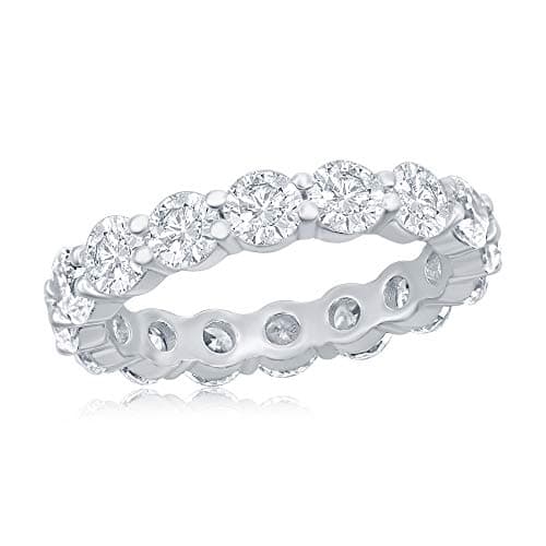 Eternity Engagement Wedding Band Ring in Sterling Silver Cubic Zirconia