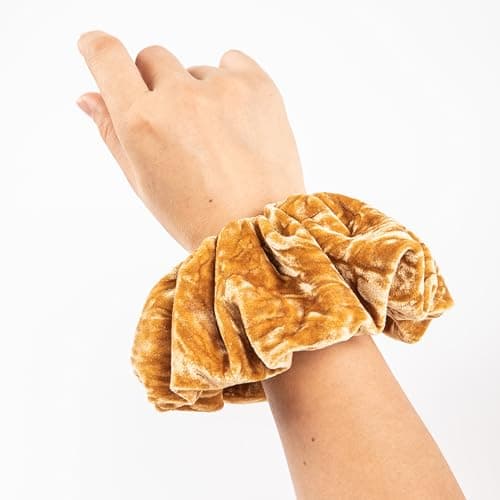 Jumbo Velvet Scrunchies for Women - Thick & Thin Hair, No Damage, Holds Tide (1 Pack, Yellow)