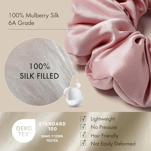 LilySilk Rosy Pink Oversized Mulberry Silk Scrunchies for Big Hair