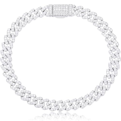 TUHE Men's 1.72-2.52 Carats Moissanite 6MM Cuban Bracelet 18K Gold Plated 925 Sterling Silver Miami Link Clasp