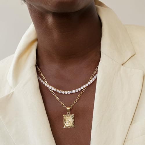 KissYan 14K Gold/Silver Plated Diamond-Style Choker for Men & Women