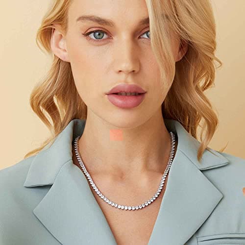 Gemsme 18K White Gold Plated 4mm Cubic Zirconia Tennis Necklace, Size 16-24 inch