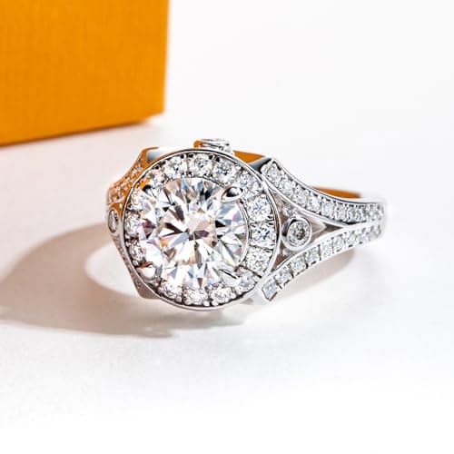 AimiIee Moissanite Engagement Ring 1.2-2.8CTTW VVS1 925 Sterling SilverVintage Halo Ring