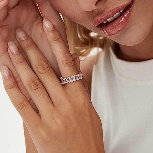 VOPIPO Adjustable Gold Plated CZ Leaf Double Cubic Zirconia Ring for Women