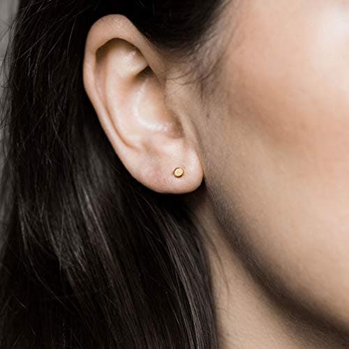 Michooyel Sterling Silver Opal & 18K Gold Plated Birthstone Stud Earrings for Women