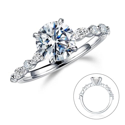 Moissanite Engagement Rings for Women, 1-3ct D Color VVS1 Clarity 925 Sterling Silver