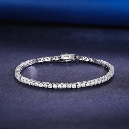 Gemsme 18K White Gold Plated 3.5mm Cubic Zirconia Tennis Bracelet for Women