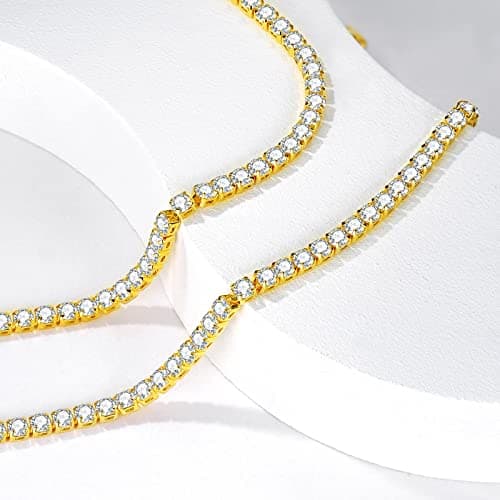 Zeffy 18K Gold/Silver Plated Rhinestone Choker Necklace for Women