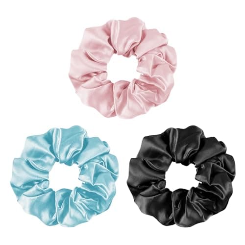 Mulberry Silk No-Damage Scrunchies for Curly Hair, 3 Pack