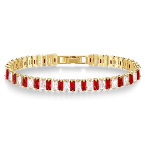 KELORIS PATH Women's 14K Gold Plated White Gold CZ Tennis Bracelet