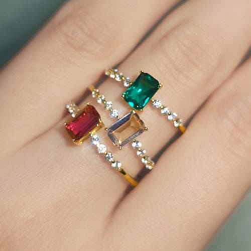 Michooyel S925 Dainty Birthstone Rings for Women