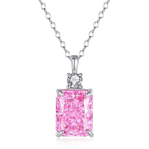Lab Created Diamond Necklace for Women 925 Sterling Silver 18K Gold Plated Pendant Gift