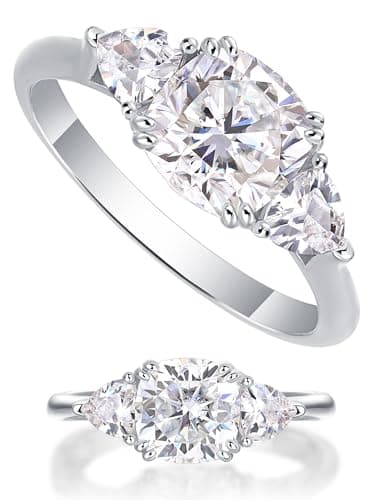Moissanite Engagement Rings for Women Wedding Band with Hearts & Arrows Cut Lab Diamond