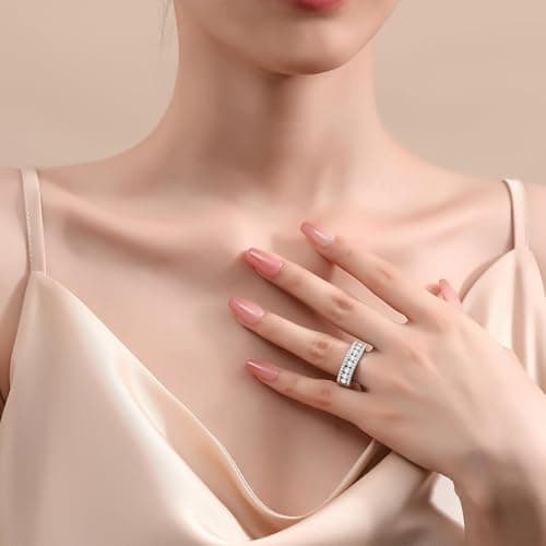 VAXOJEL D Color VVS1 Moissanite Engagement Ring 18K White Gold Plated Sterling Silver