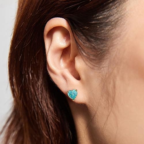 Michooyel 18K Gold Plated Green Opal Stud Earrings for Women