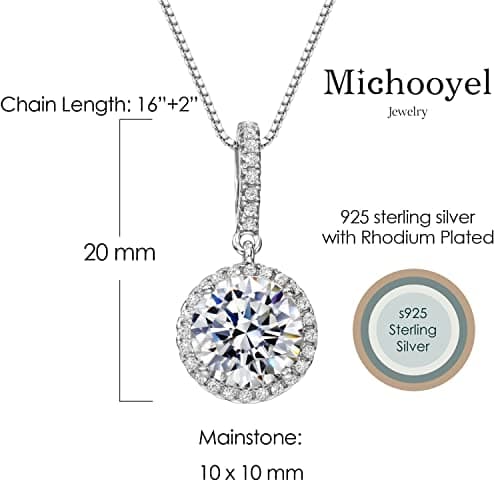 Refined  Michooyel 925 Sterling Silver Cubic Zirconia Halo Pendant Necklace