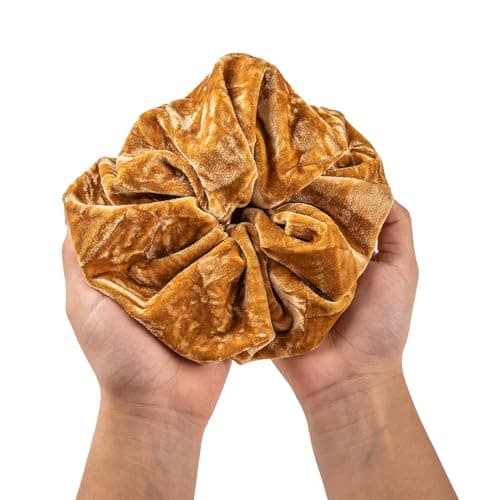 Jumbo Velvet Scrunchies for Women - Thick & Thin Hair, No Damage, Holds Tide (1 Pack, Yellow)