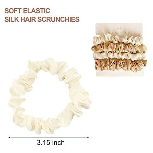 Satin Hair Scrunchies Set, 4Pcs Silk Ponytail Holders for Women Girls