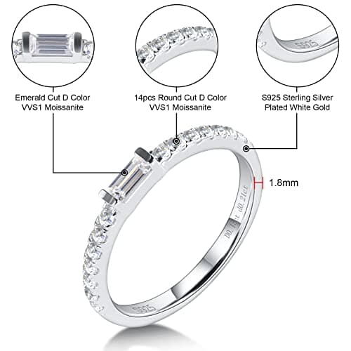 Moissanite Eternity Wedding Band for Women - Sterling Silver - Size 4-11