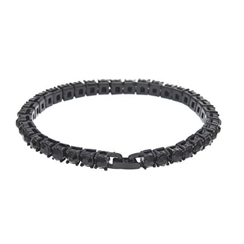 AAA Cubic Zirconia Hip Hop Bling Silver Plated 14K Gold Tone Tennis Chain Bracelet
