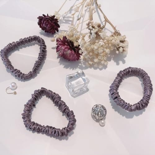 6 Color Purple Pure Mulberry Silk Scrunchies for Women Girls