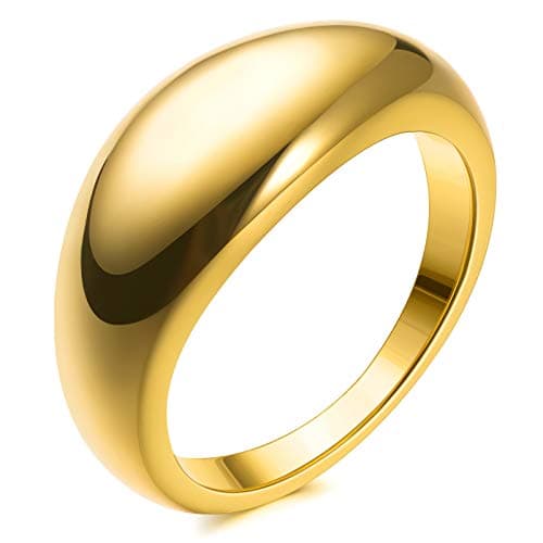 JINEAR 18K Gold Plated Croissant Braided Twisted Signet Ring for All Sizes