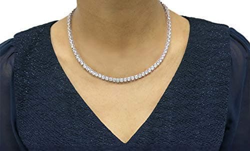 Savlano 18K Gold Plated CZ Round 4MM Classic Tennis Necklace, 18 Incheslseware
