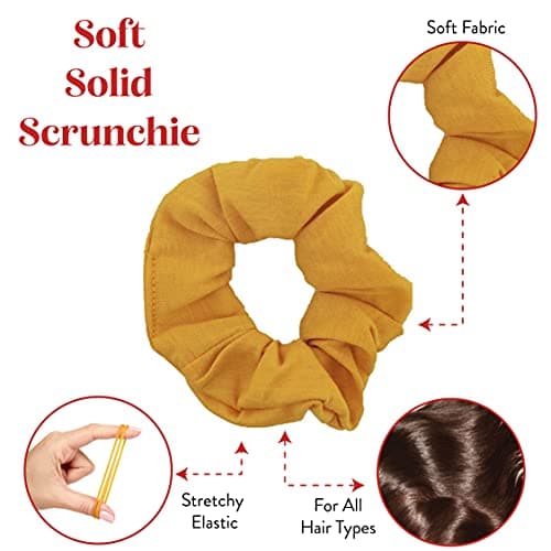 Mustard Solid Scrunchie Hair Ties Set of 2
