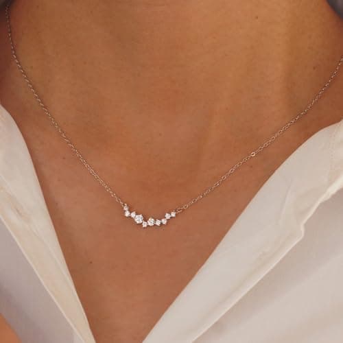 MIDEEO CZ Diamond Layered Pendant Necklace for Women