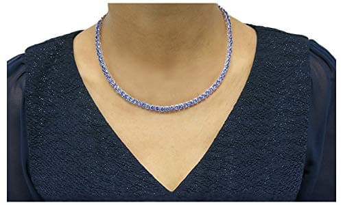 Savlano 18K Gold Plated 4MM Round CZ Tennis Necklace, 18 Inches, Gift Box Included