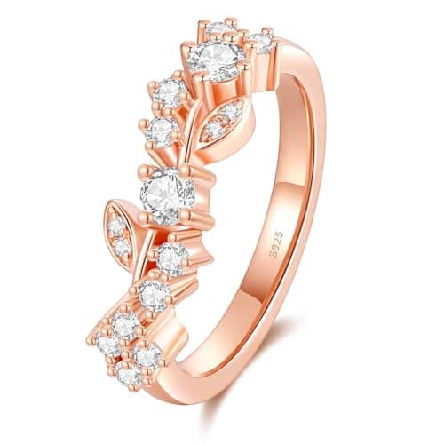 Boieiyftrp D Color VVS1 Moissanite Wedding Ring, Sterling Silver Plated 18k White Gold