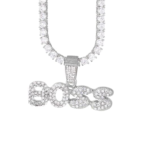 Men's Techno Pave Iced-Out CZ Tennis Chain Pendant